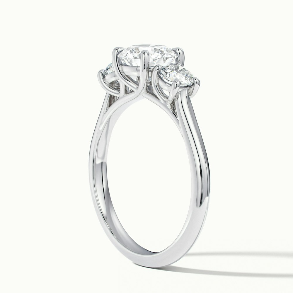 Lyra 1 Carat Round 3 Stone Lab Grown Engagement Ring in 14k White Gold