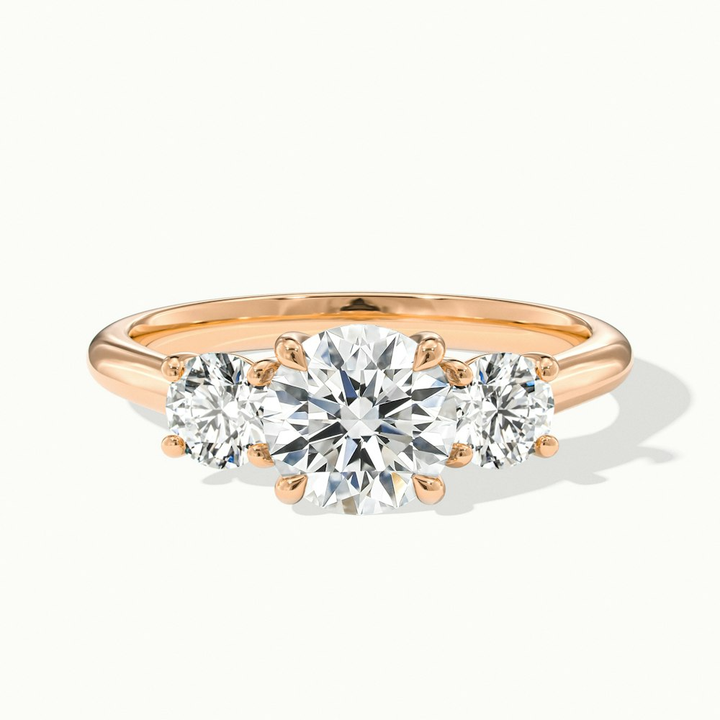 Lyra 2 Carat Round 3 Stone Lab Grown Engagement Ring in 14k Rose Gold