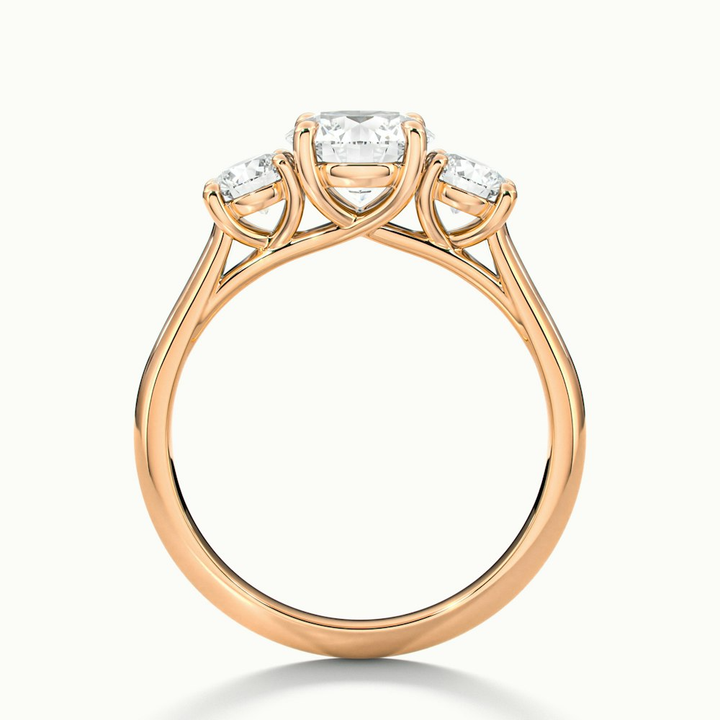 Lyra 2 Carat Round 3 Stone Lab Grown Engagement Ring in 10k Rose Gold