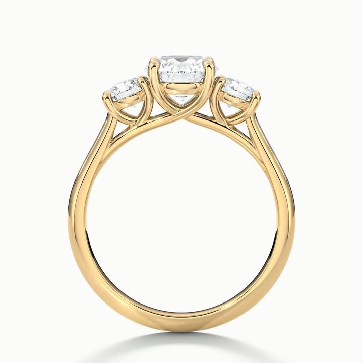 Lyra 3 Carat Round 3 Stone Lab Grown Engagement Ring in 10k Yellow Gold