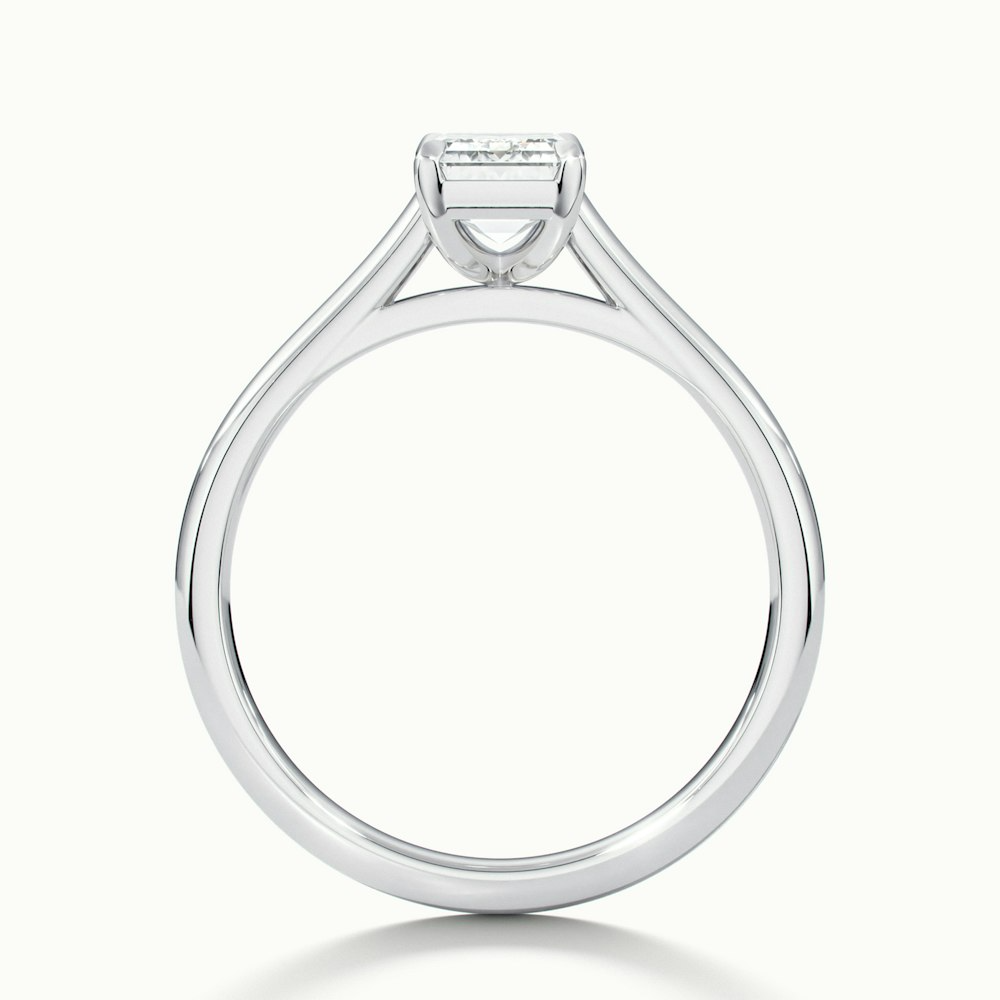 Lea 5 Carat Emerald Cut Solitaire Moissanite Diamond Ring in Platinum