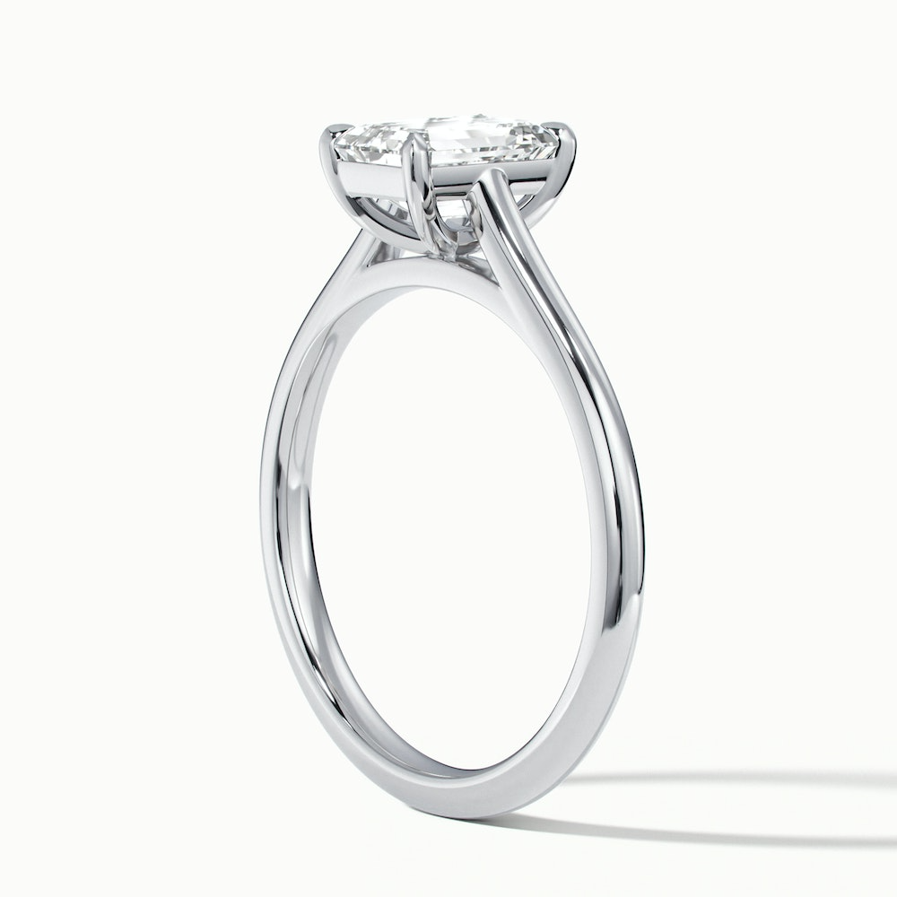 Lea 5 Carat Emerald Cut Solitaire Moissanite Diamond Ring in Platinum