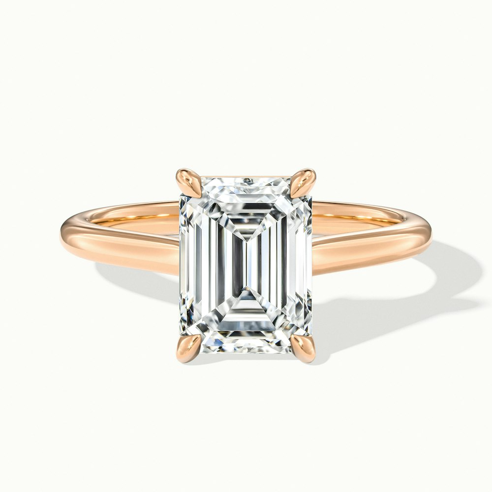 Lea 1 Carat Emerald Cut Solitaire Moissanite Diamond Ring in 10k Rose Gold