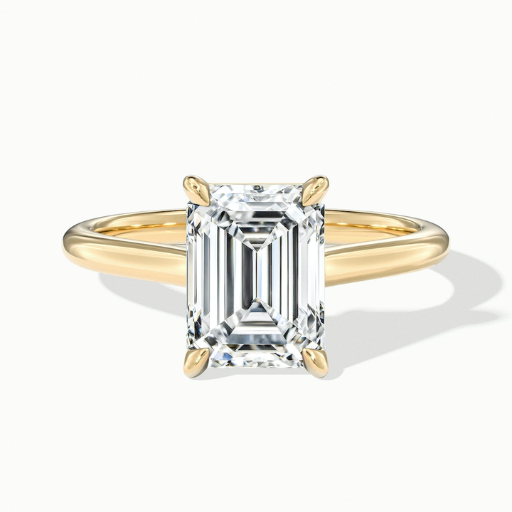 Mary 3 Carat Emerald Cut Solitaire Lab Grown Engagement Ring in 10k Yellow Gold