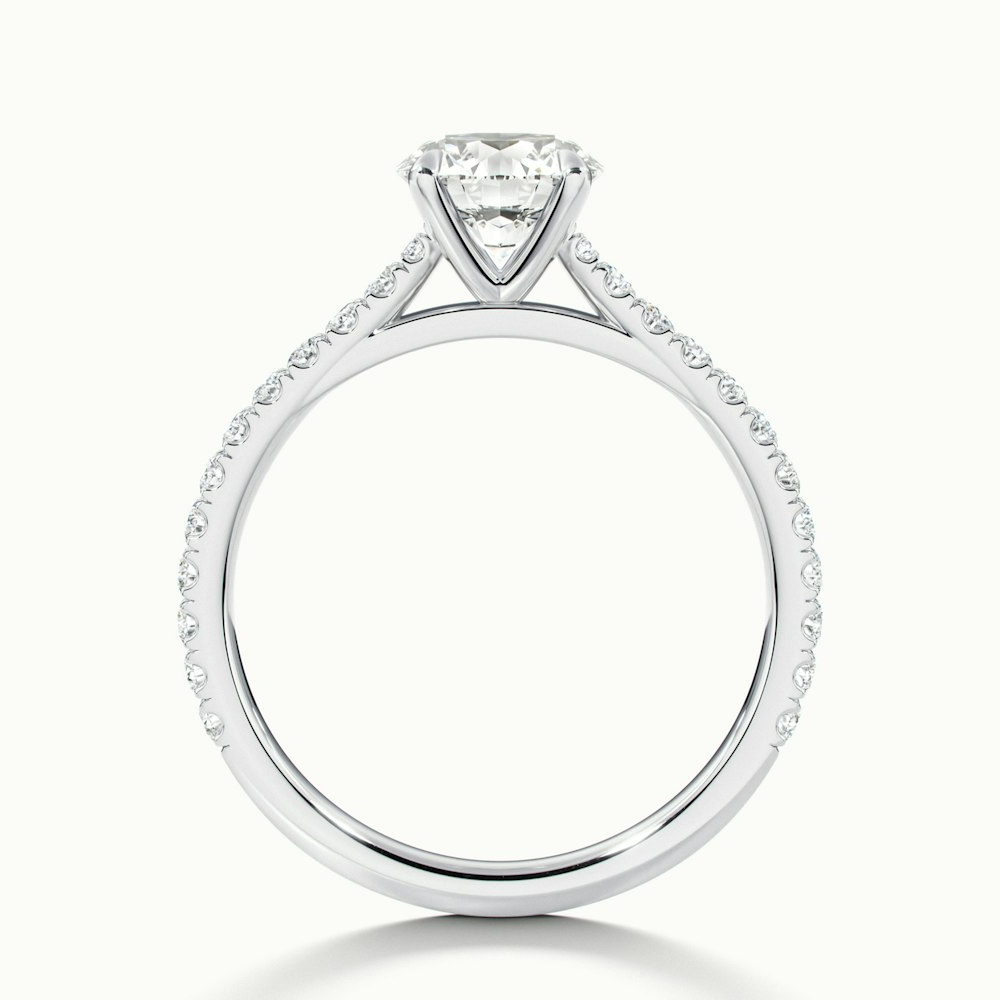 Sarah 3 Carat Round Solitaire Scallop Moissanite Diamond Ring in 10k White Gold