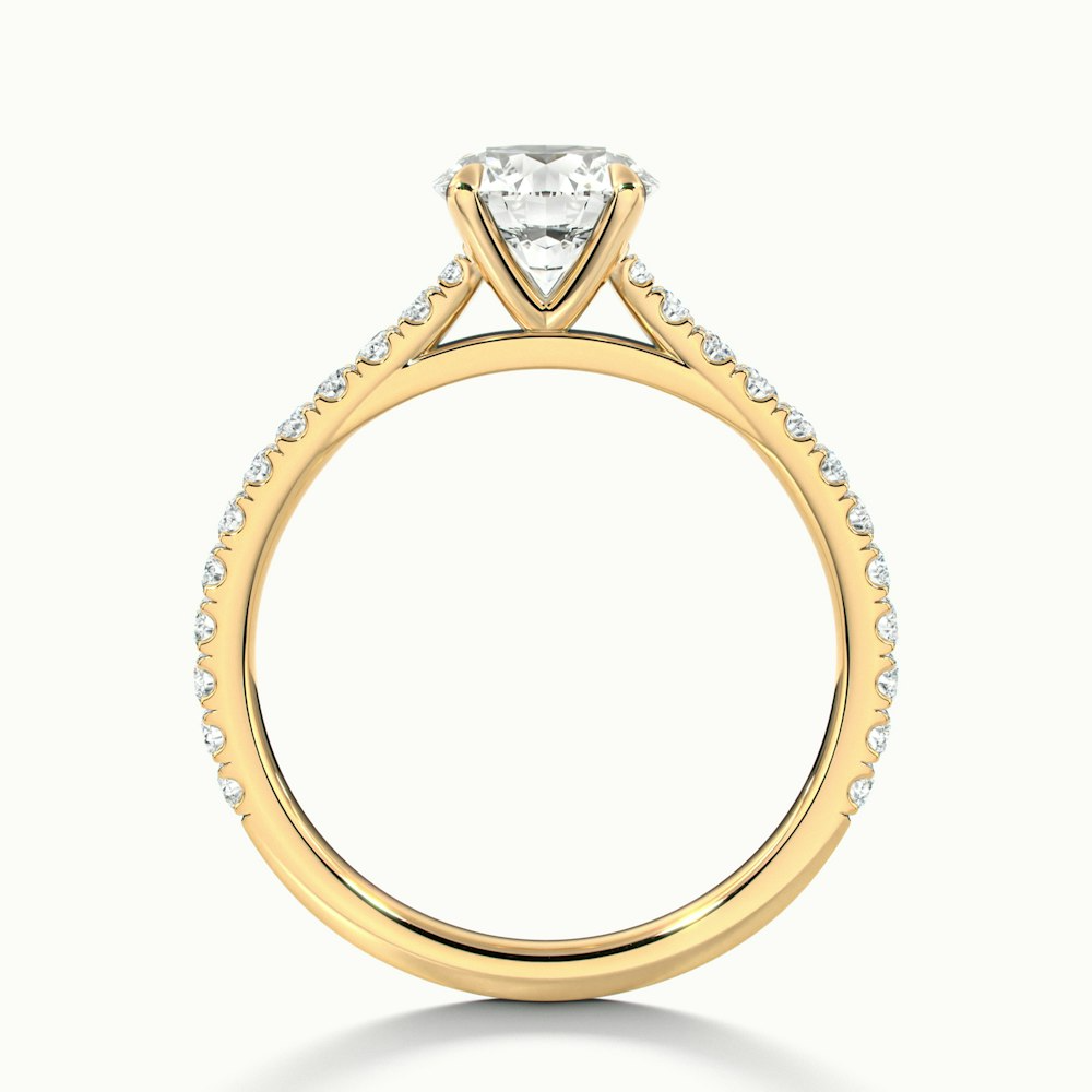 Sarah 1 Carat Round Solitaire Scallop Moissanite Diamond Ring in 10k Yellow Gold