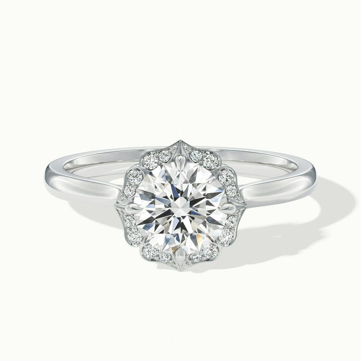 Nyla 3 Carat Round Halo Lab Grown Engagement Ring in 18k White Gold