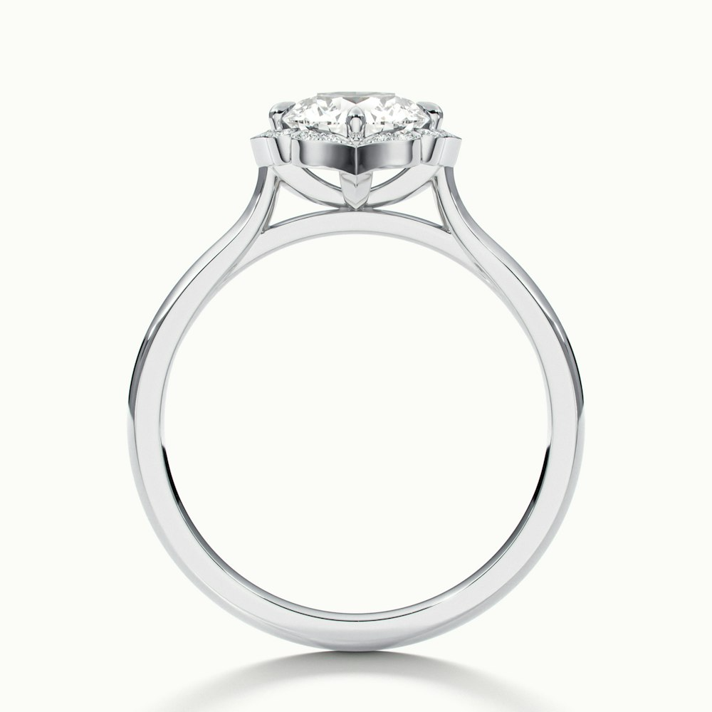 Ruby 1 Carat Round Halo Moissanite Diamond Ring in 18k White Gold