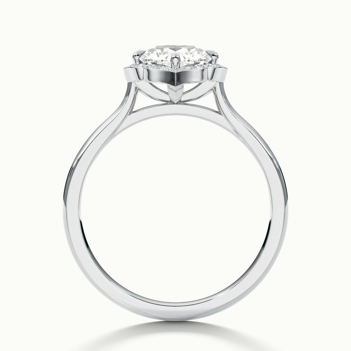 Ruby 2.5 Carat Round Halo Moissanite Diamond Ring in 18k White Gold