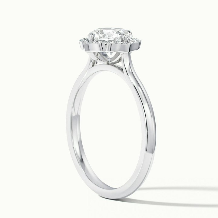 Nyla 4.5 Carat Round Halo Lab Grown Engagement Ring in 14k White Gold