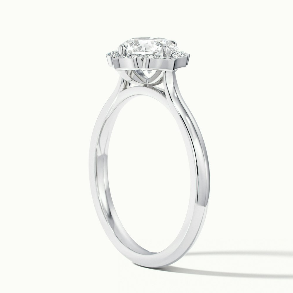 Ruby 2 Carat Round Halo Moissanite Diamond Ring in Platinum