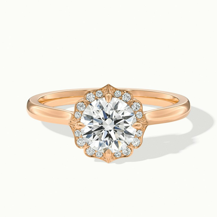 Ruby 2.5 Carat Round Halo Moissanite Diamond Ring in 10k Rose Gold