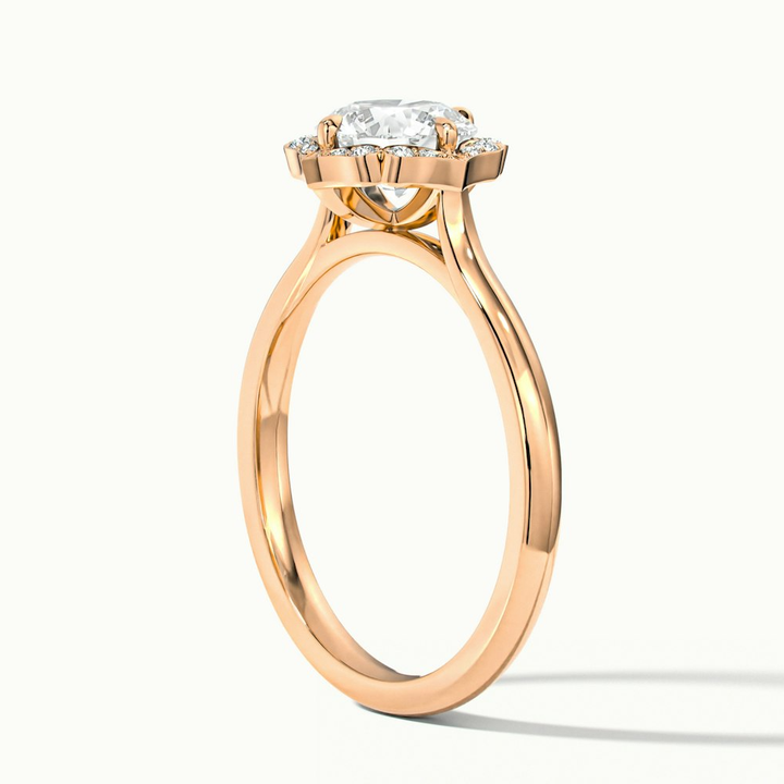 Ruby 1 Carat Round Halo Moissanite Diamond Ring in 18k Rose Gold