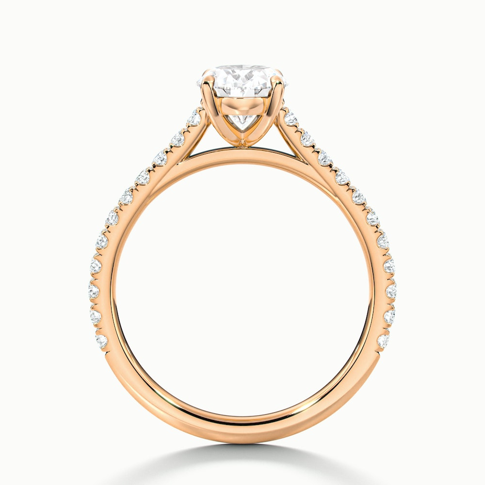Zoe 3 Carat Oval Solitaire Scallop Lab Grown Engagement Ring in 18k Rose Gold