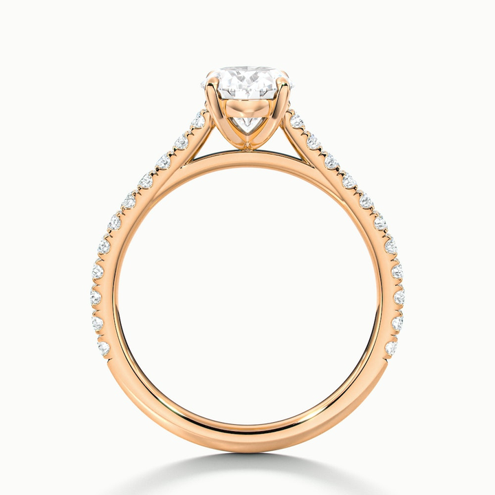 Diana 1 Carat Oval Solitaire Scallop Moissanite Diamond Ring in 10k Rose Gold
