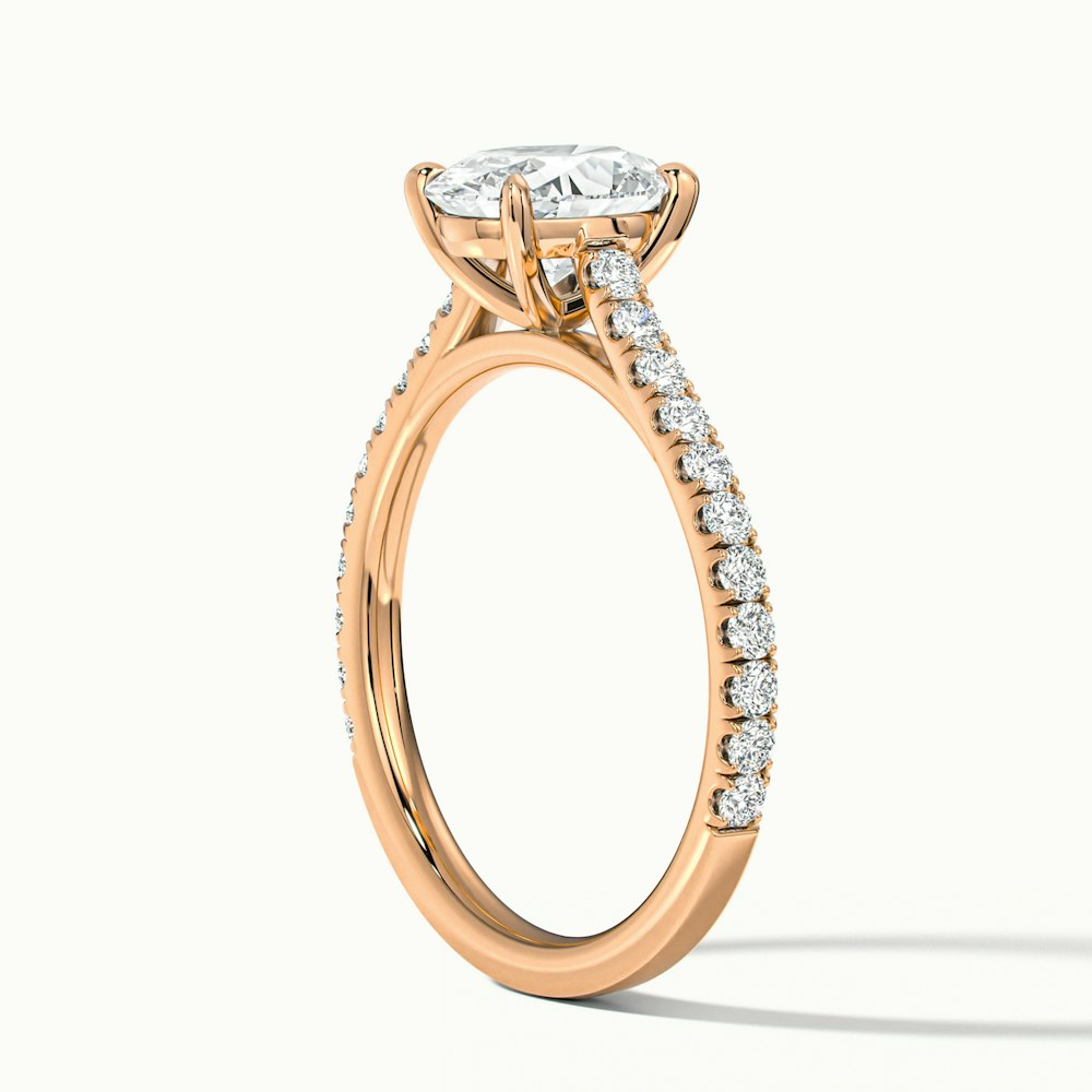Diana 1 Carat Oval Solitaire Scallop Moissanite Diamond Ring in 10k Rose Gold