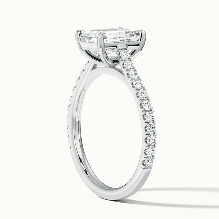 Macy 1 Carat Emerald Cut Solitaire Scallop Moissanite Diamond Ring in Platinum
