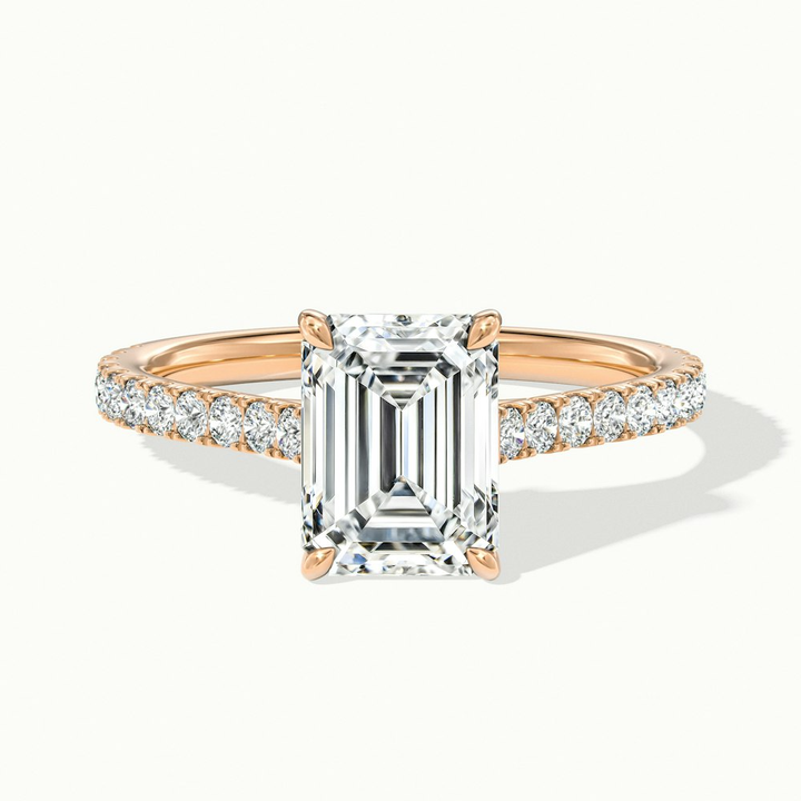 Kira 5 Carat Emerald Cut Solitaire Scallop Lab Grown Engagement Ring in 10k Rose Gold