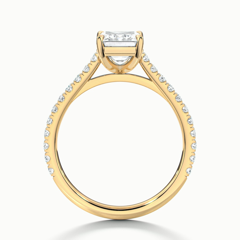 Kira 1.5 Carat Emerald Cut Solitaire Scallop Lab Grown Engagement Ring in 10k Yellow Gold