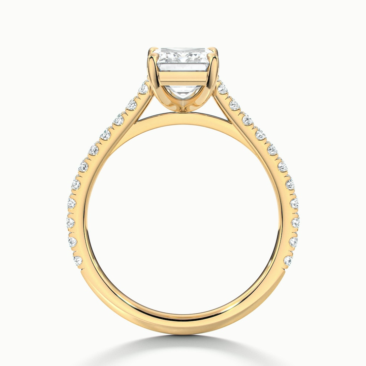 Kira 1.5 Carat Emerald Cut Solitaire Scallop Lab Grown Engagement Ring in 10k Yellow Gold