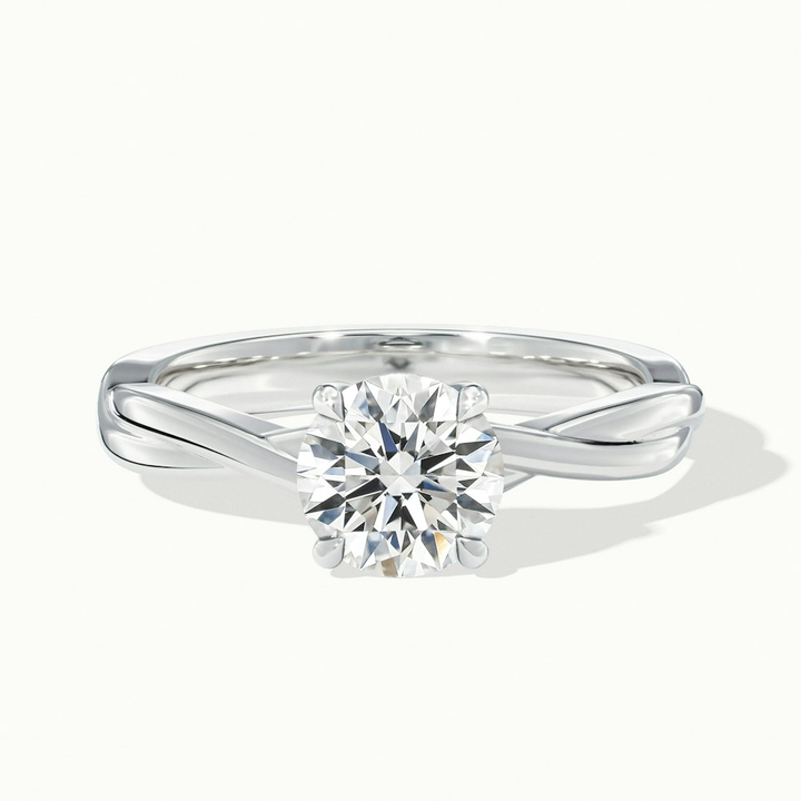 Lucy 3 Carat Round Solitaire Moissanite Diamond Ring in 10k White Gold