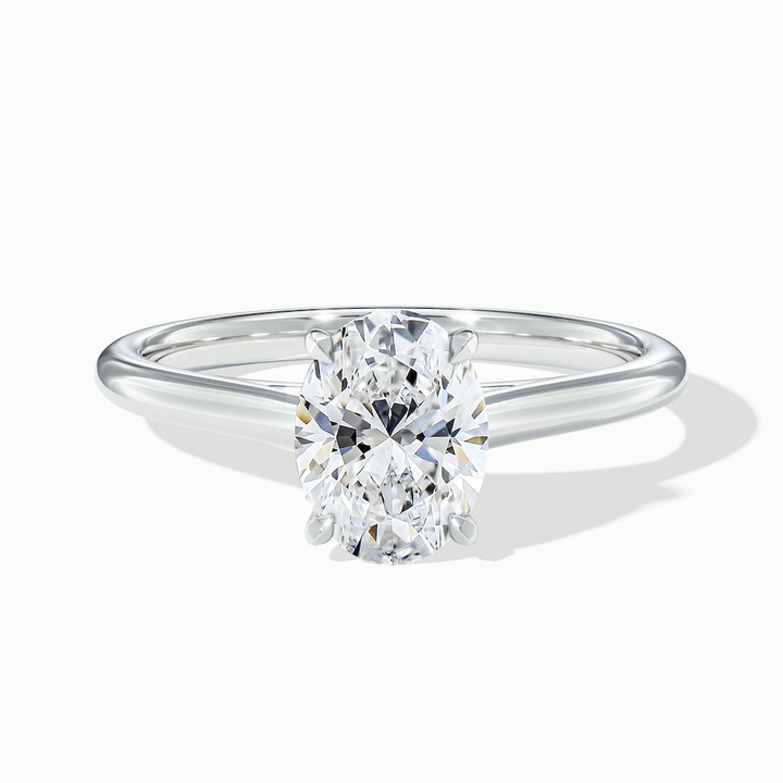 Love 1 Carat Oval Solitaire Moissanite Diamond Ring in 14k White Gold