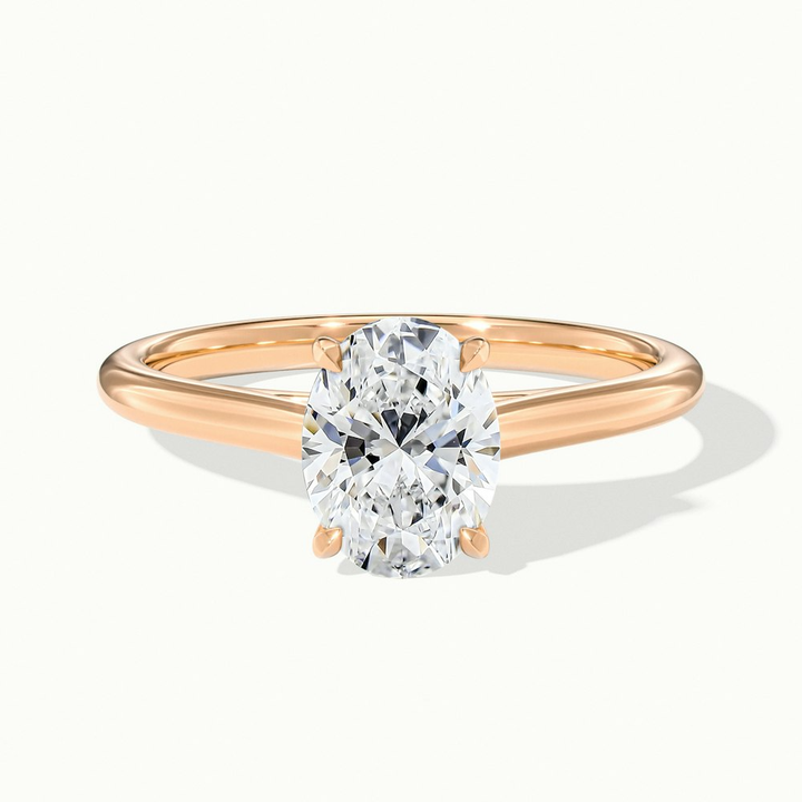 Rose 4 CaratOval Solitaire Lab Grown Engagement Ring in 14k Rose Gold