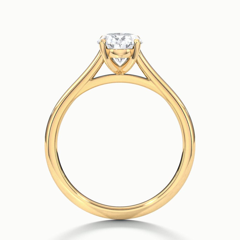 Rose 1 Carat Oval Solitaire Lab Grown Engagement Ring in 14k Yellow Gold