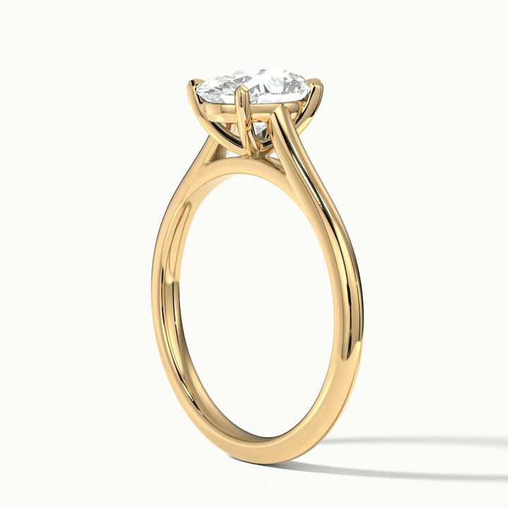 Love 1 Carat Oval Solitaire Moissanite Diamond Ring in 14k Yellow Gold