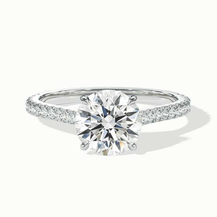 Riva 2 Carat Round Solitaire Scallop Lab Grown Engagement Ring in 14k White Gold