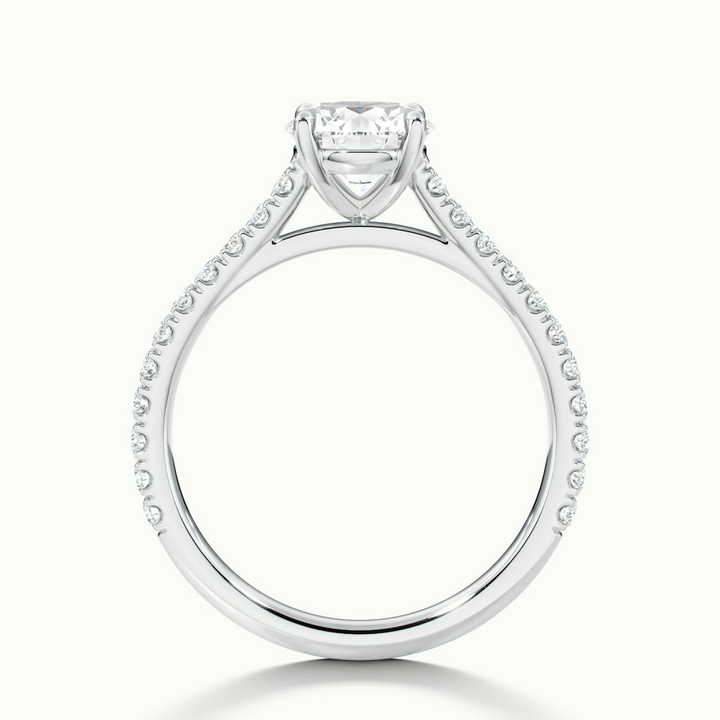 Riva 1 Carat Round Solitaire Scallop Lab Grown Engagement Ring in 14k White Gold