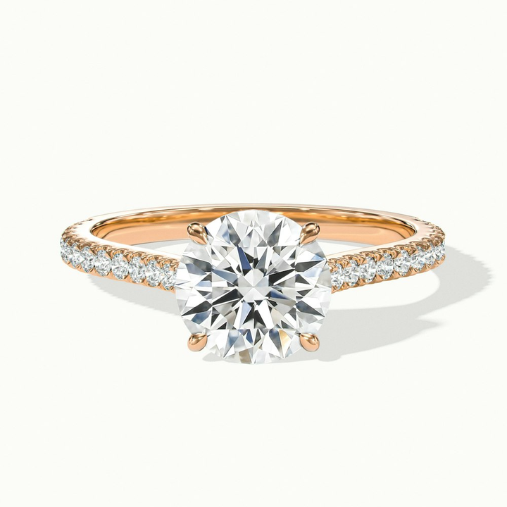Riva 2 Carat Round Solitaire Scallop Lab Grown Engagement Ring in 14k Rose Gold
