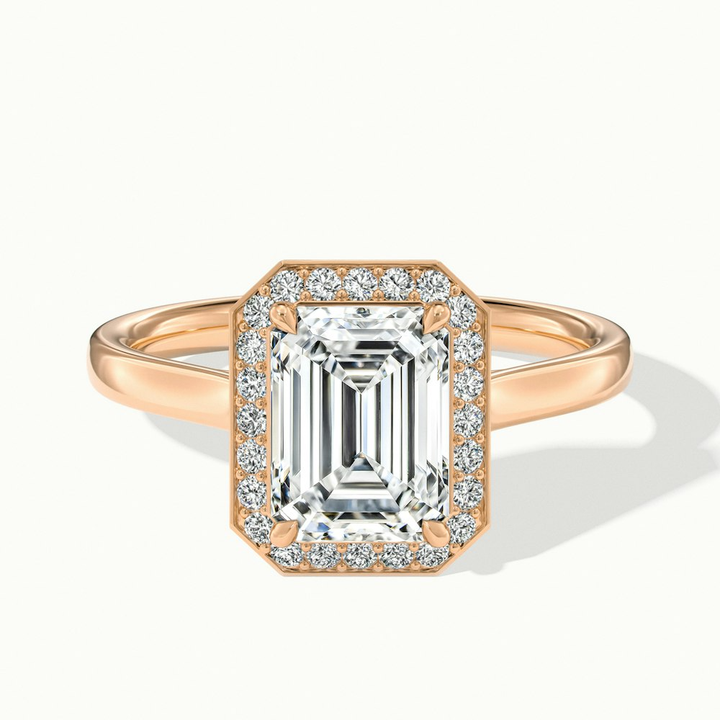 Ila 5 Carat Emerald Cut Halo Lab Grown Engagement Ring in 10k Rose Gold