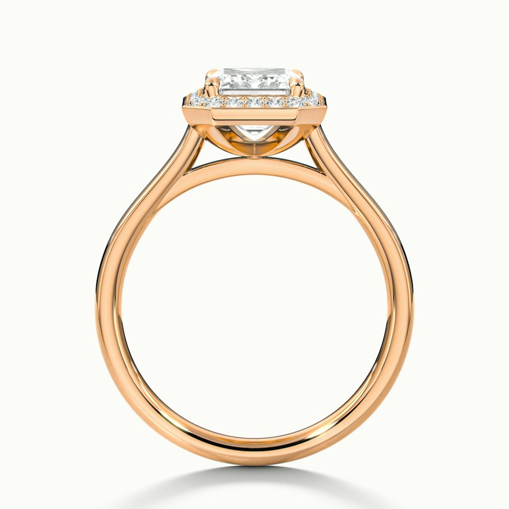 Ila 5 Carat Emerald Cut Halo Lab Grown Engagement Ring in 14k Rose Gold