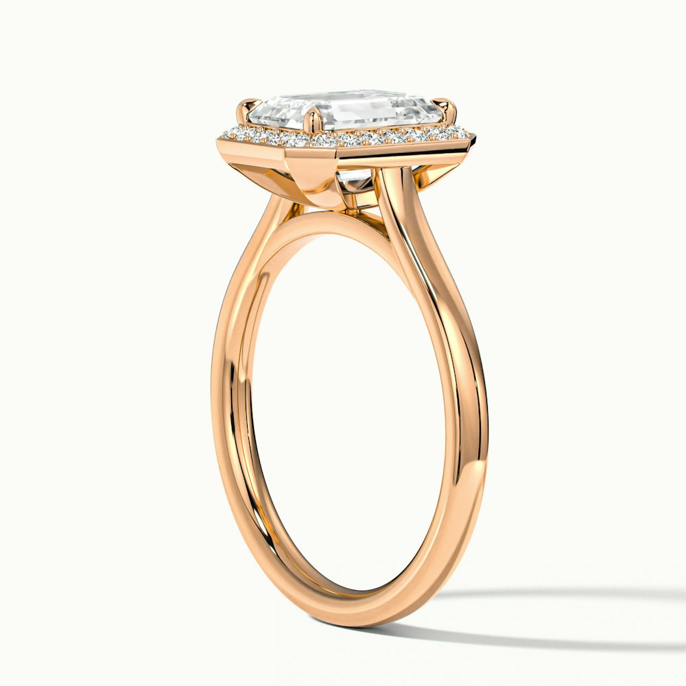 Ila 5 Carat Emerald Cut Halo Lab Grown Engagement Ring in 10k Rose Gold