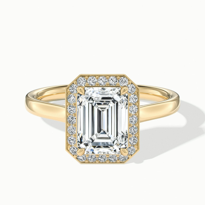 Ila 2.5 Carat Emerald Cut Halo Lab Grown Engagement Ring in 10k Yellow Gold