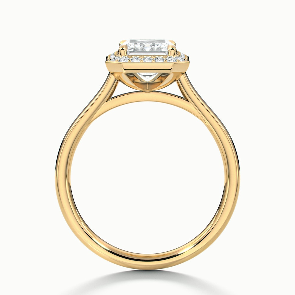 Ila 3 Carat Emerald Cut Halo Lab Grown Engagement Ring in 10k Yellow Gold