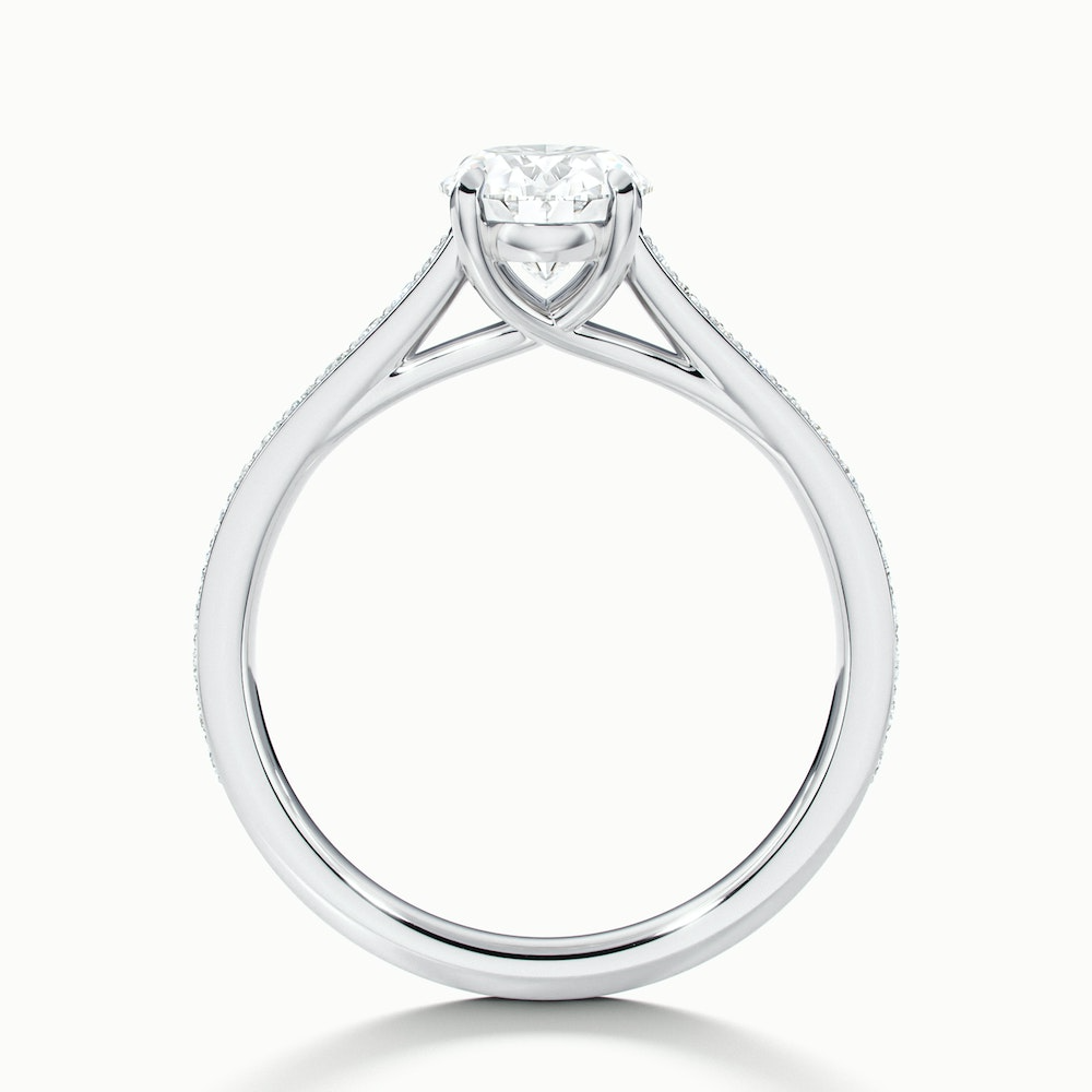 Sky 5 Carat Oval Cut Solitaire Pave Lab Grown Engagement Ring in 18k White Gold