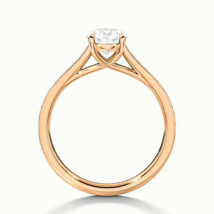 Carla 2 Carat Oval Cut Solitaire Pave Moissanite Diamond Ring in 10k Rose Gold