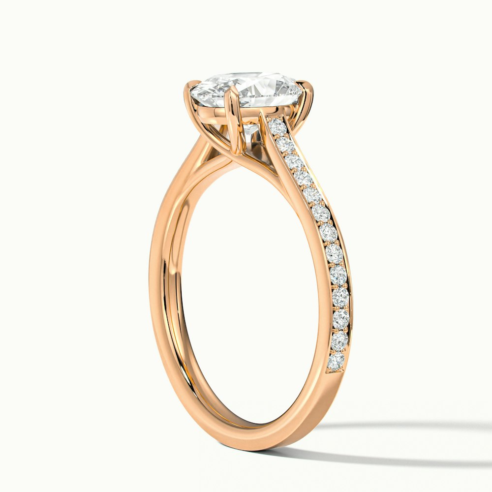 Sky 3 Carat Oval Cut Solitaire Pave Lab Grown Engagement Ring in 18k Rose Gold