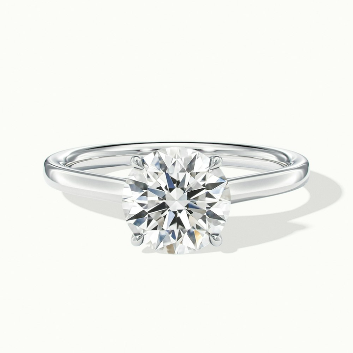 Lena 1 Carat Round Cut Solitaire Lab Grown Engagement Ring in 14k White Gold