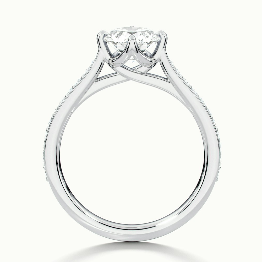 Anna 2.5 Carat Round Solitaire Pave Lab Grown Engagement Ring in 10k White Gold