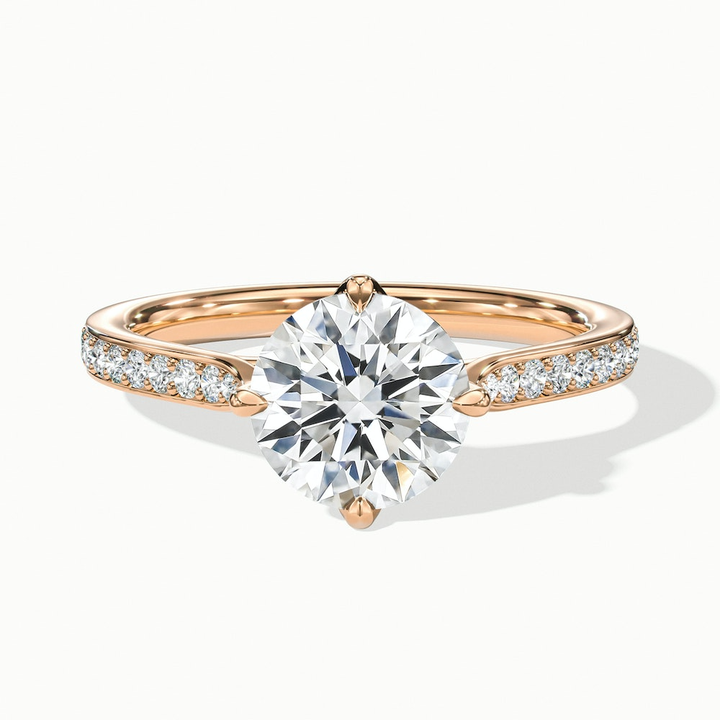 Alexa 3 Carat Round Solitaire Pave Moissanite Diamond Ring in 18k Rose Gold