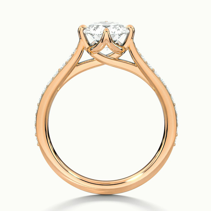 Alexa 1 Carat Round Solitaire Pave Moissanite Diamond Ring in 10k Rose Gold