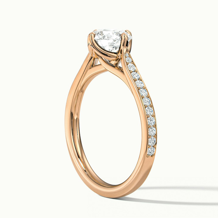 Alexa 4 Carat Round Solitaire Pave Moissanite Diamond Ring in 14k Rose Gold