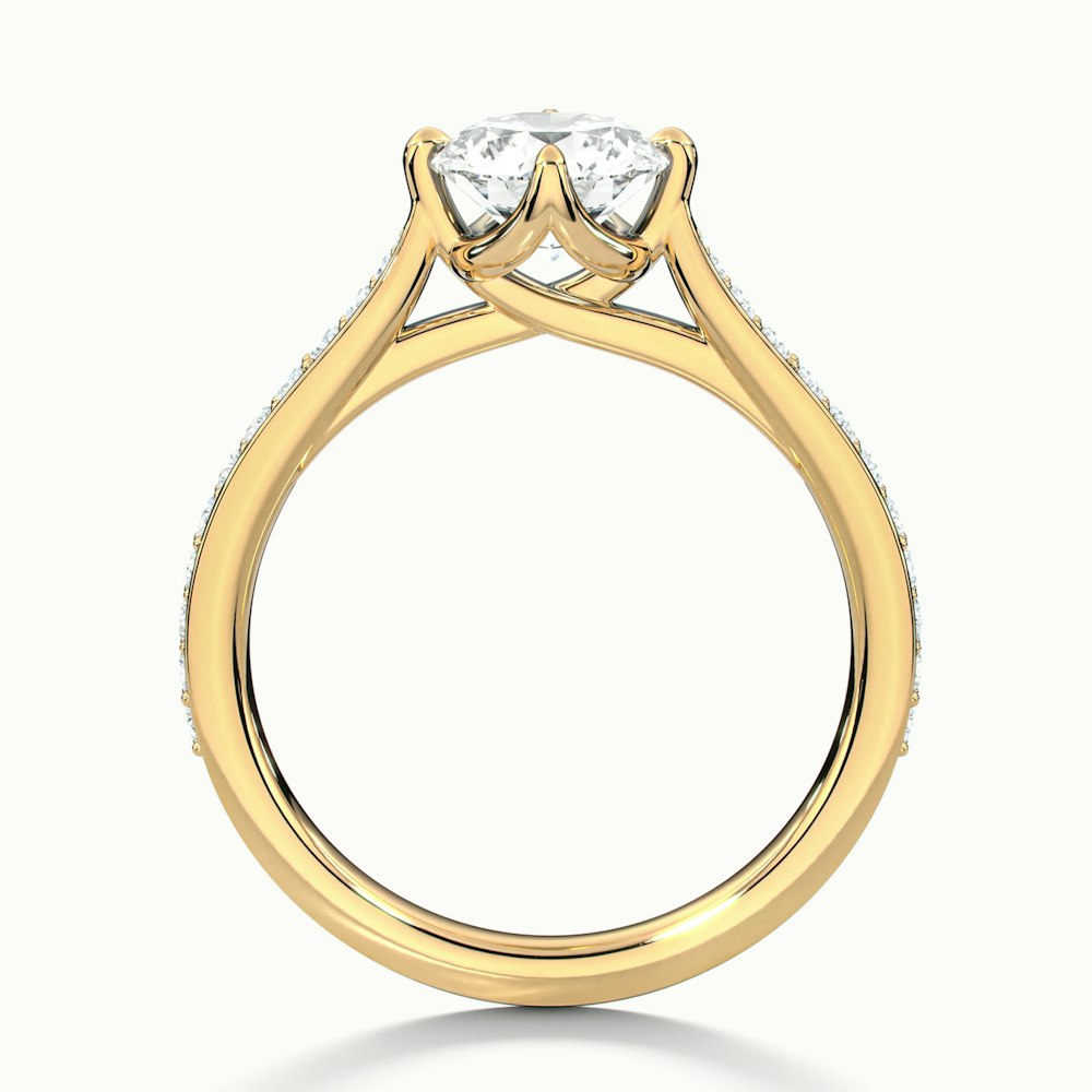 Anna 2.5 Carat Round Solitaire Pave Lab Grown Engagement Ring in 10k Yellow Gold
