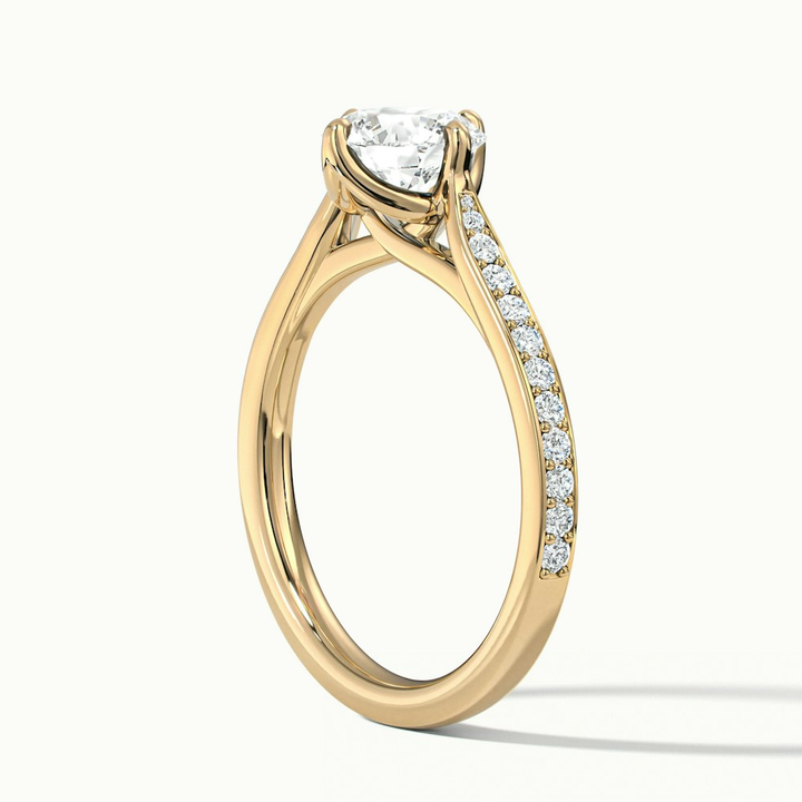 Alexa 1 Carat Round Solitaire Pave Moissanite Diamond Ring in 10k Yellow Gold
