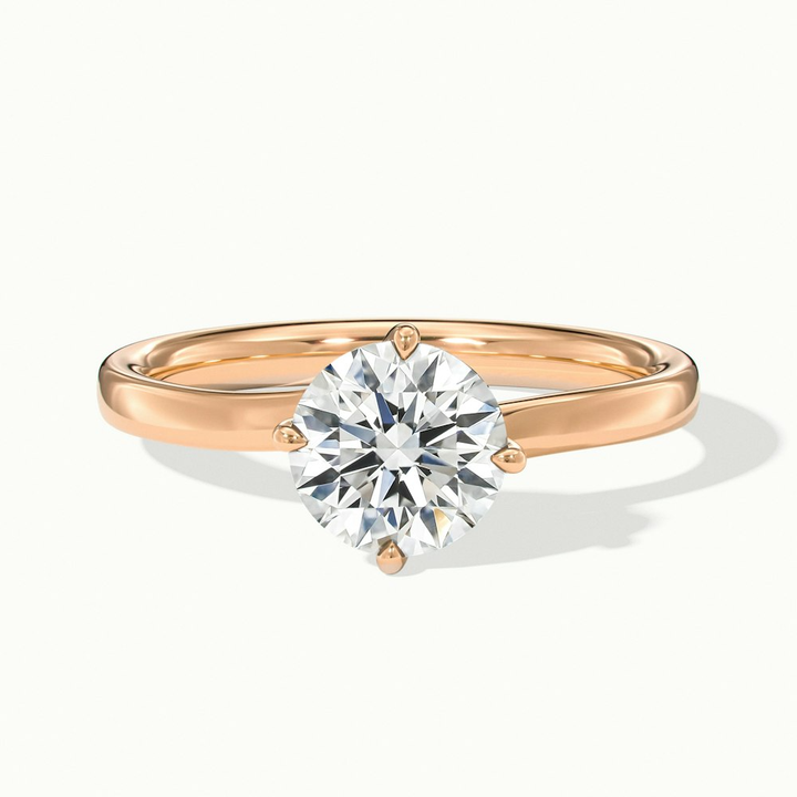 Alia 2 Carat Round Solitaire Lab Grown Engagement Ring in 14k Rose Gold