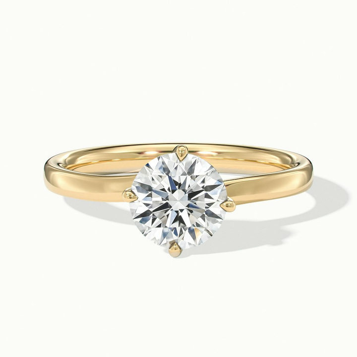 Daisy 4 Carat Round Solitaire Moissanite Diamond Ring in 18k Yellow Gold