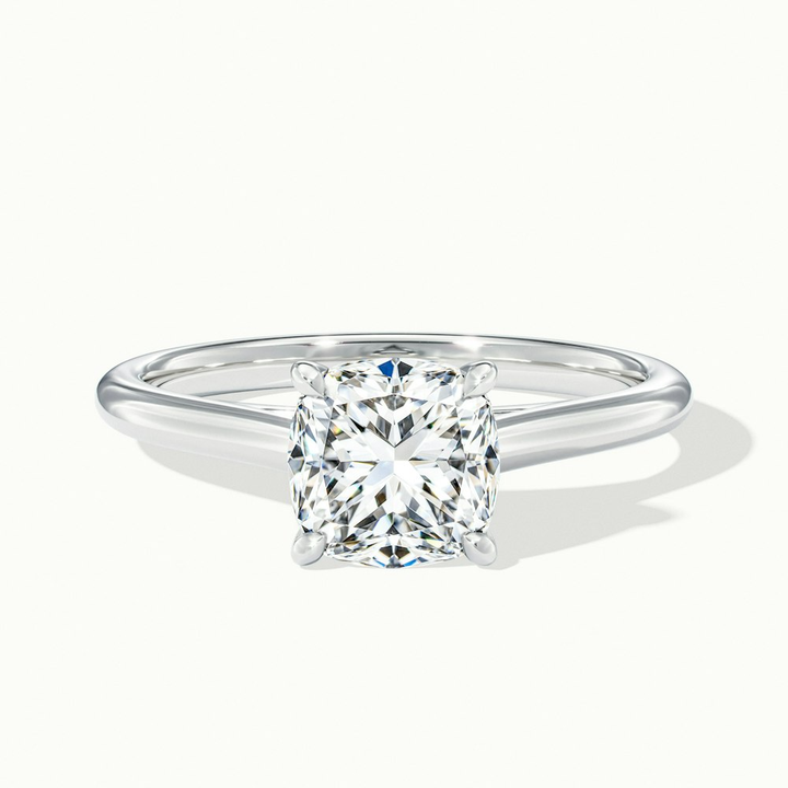 Aisha 1 Carat Cushion Cut Solitaire Moissanite Diamond Ring in 10k White Gold